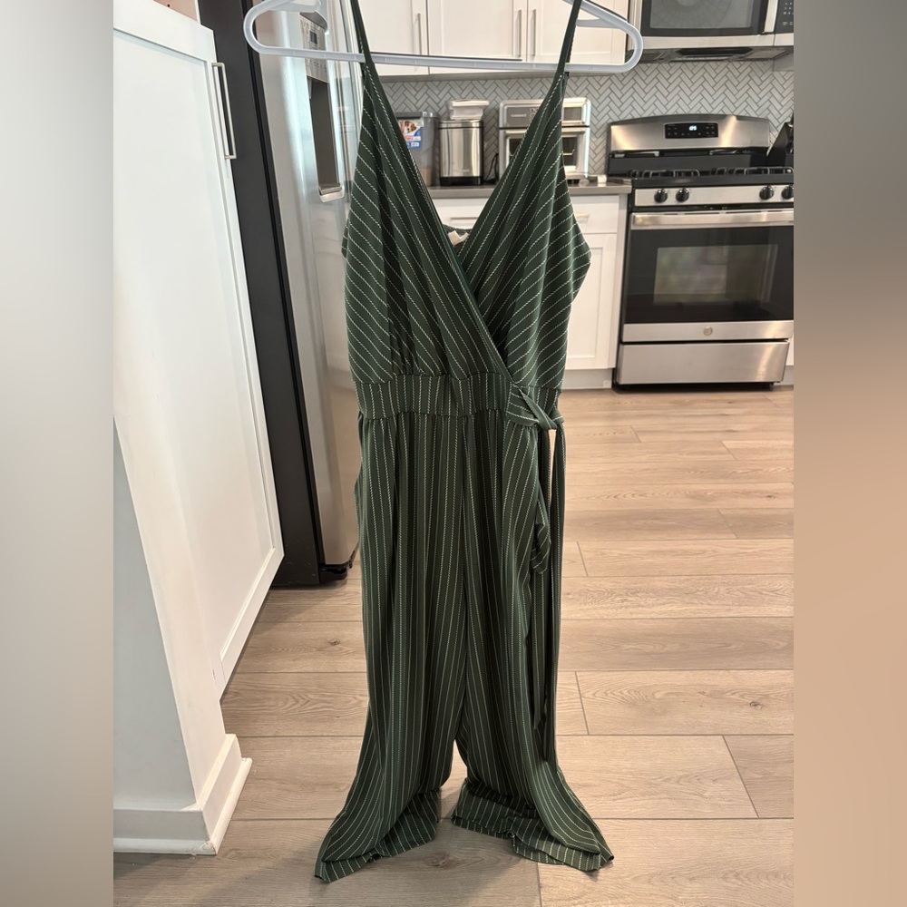 Green and White Striped Jump Suit